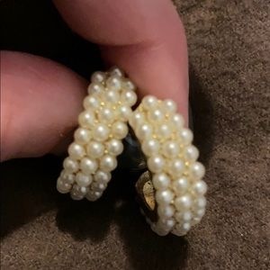 Mini Pearl and Gold clip-on earrings